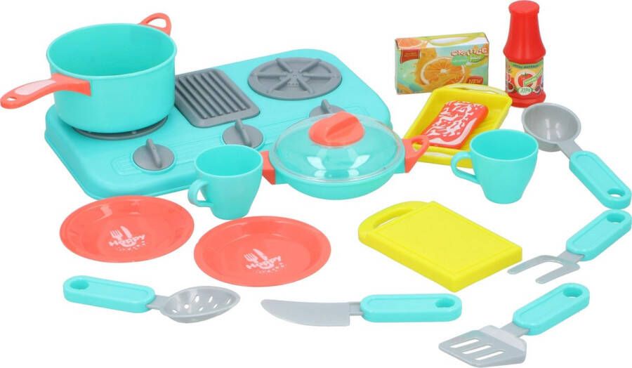 Eddy Toys Speelgoedkeuken Accessoires Speelkeuken Set Keukenspulletjes 18-Delig