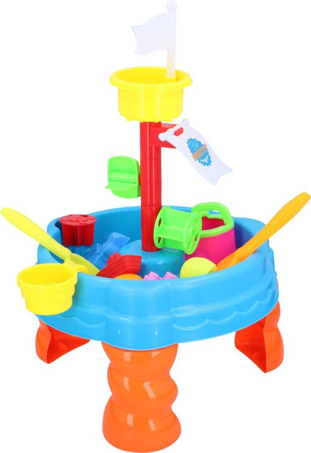 Eddy Toys Zand- en Watertafel met Bakje Harkje Schepje Gieter en 5 Vormpjes Ø 38 cm 58 5 cm Hoog