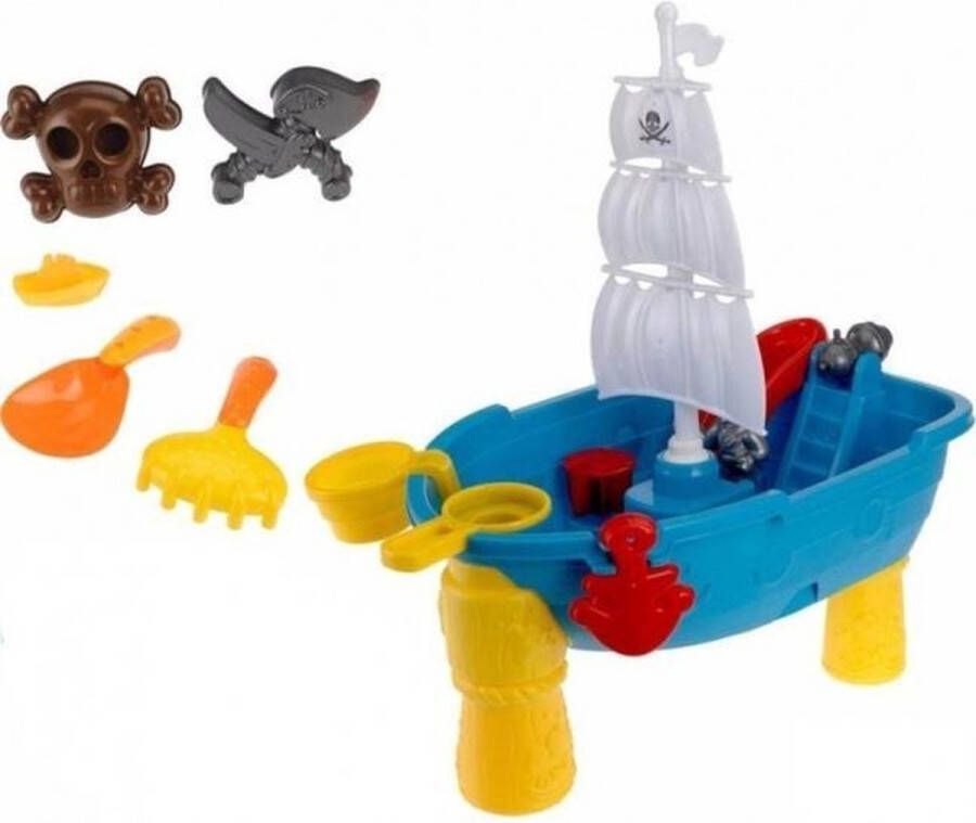 Eddy Toys Zand- en Watertafel Piraten met 12 Accessoires Buitenspeelgoed 54 X 45 X 31 cm