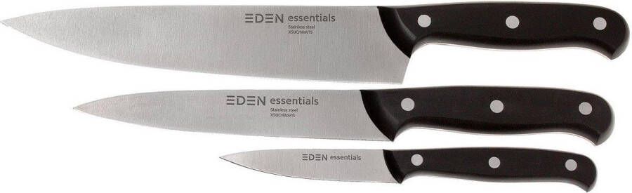Eden Essentials messenset 3-delig 2000-S03 Set met Koksmes Universeelmes en Officemes Ergonomische Handgreep
