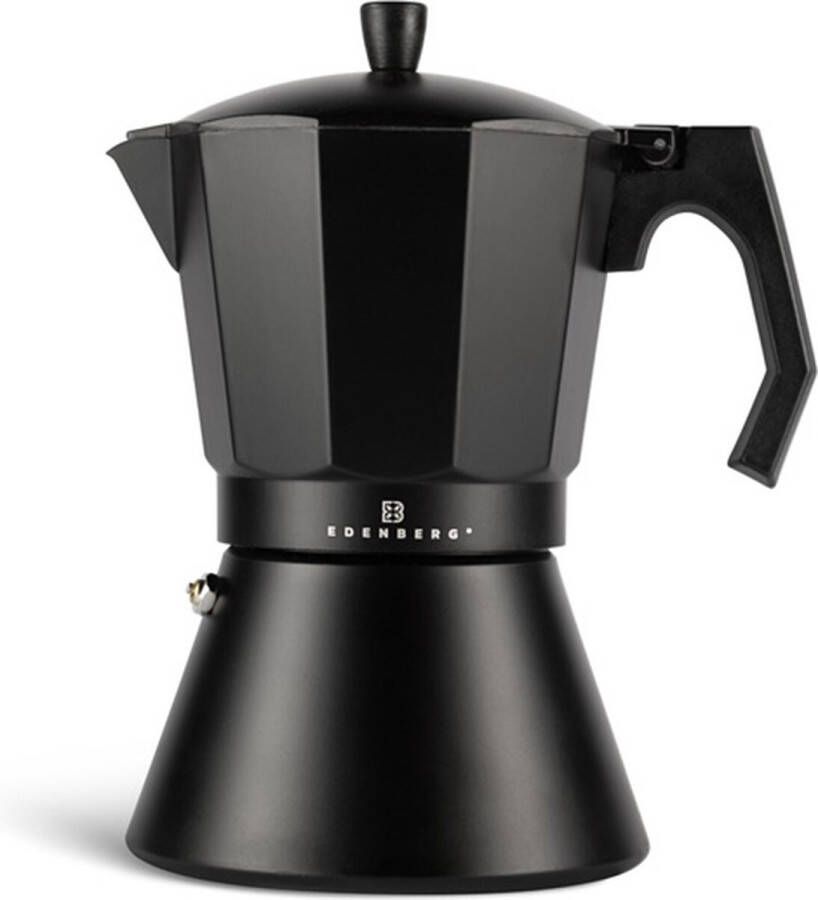 EDENBERG Edënbërg Black Line Percolator 3 kops Espresso Maker Aluminium Zwart