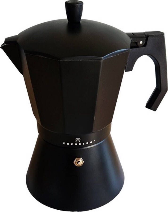 EDENBERG Edënbërg Black Line Percolator Koffiemaker 12 kops Espresso Maker 400 ML Zwart