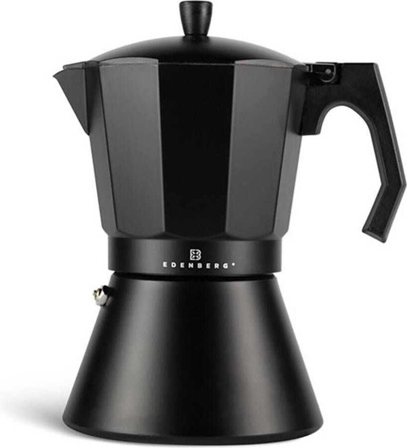 EDENBERG Edënbërg Black Line Percolator Koffiemaker 12 kops Espresso Maker 400 ML Zwart