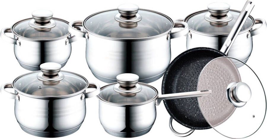 EDENBERG Edënbërg Classic Line Rosenberg Luxe Pannenset 12 delig RVS Voorzien Van 5-Laags Bodem