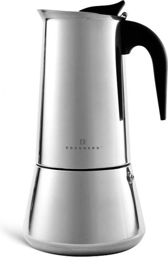 EDENBERG Edënbërg Percolator 4 kops Espresso Maker Roestvrijstaal Zilver