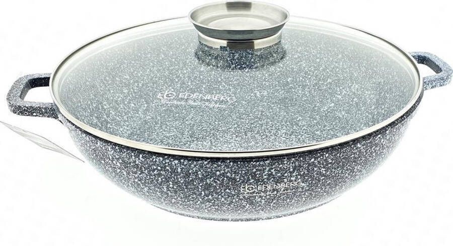 EDENBERG Edënbërg Stonetec Line Wokpan Keramisch Ø 28 cm 3.3l 3-laags anti-aanbaklaag