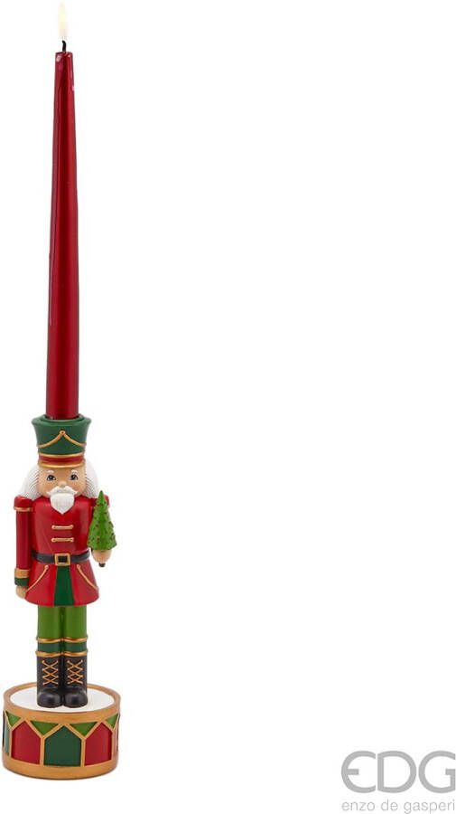 EDG Enzo De Gasperi Viv! Christmas Kerst Tafeldecoratie Kandelaar notenkraker rood groen 24cm