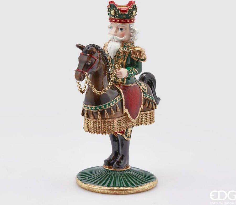EDG Enzo De Gasperi EDG Enzo De Gasperi Kerst Notenkraker op paard H33x23x15 groen goud