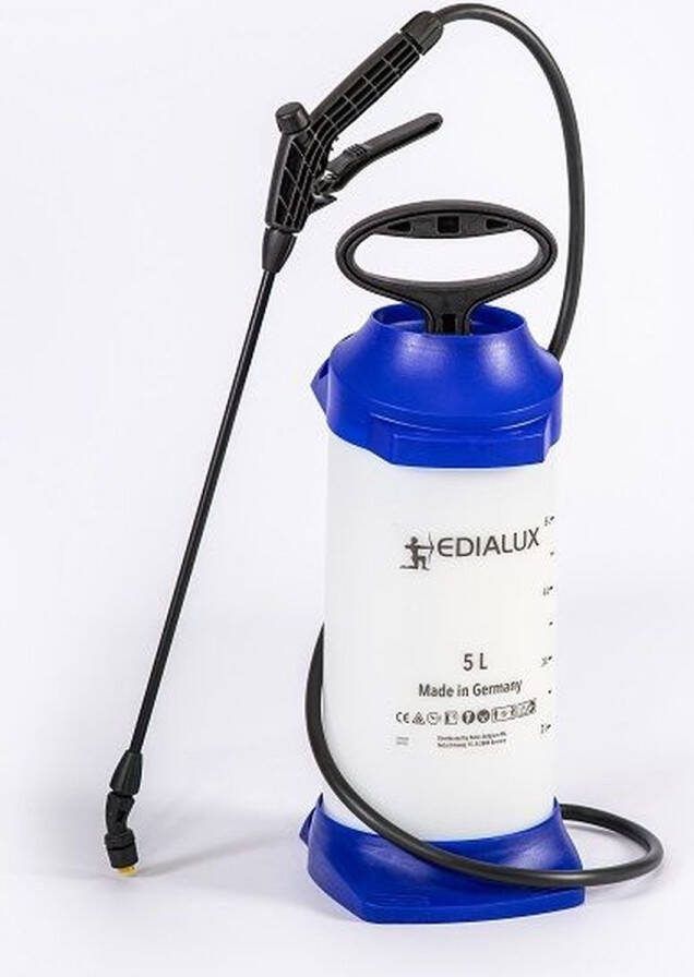 Edialux Druksproeier 5 liter Coral 5 Drukspuit Geschikt voor onkruidbestrijding en gewasbeschermingsmiddelen Geschikt voor schoonmaakazijn