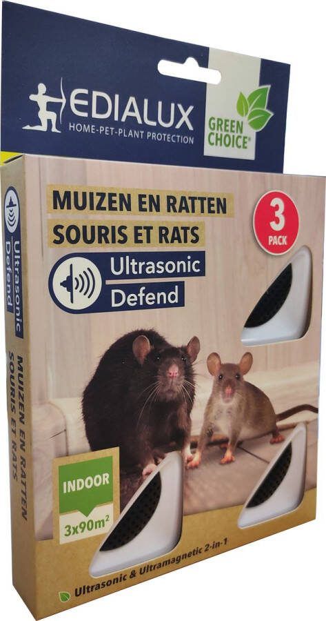 Edialux Ultrasonic Defend Tegen Ratten En Muizen 3 Stuks