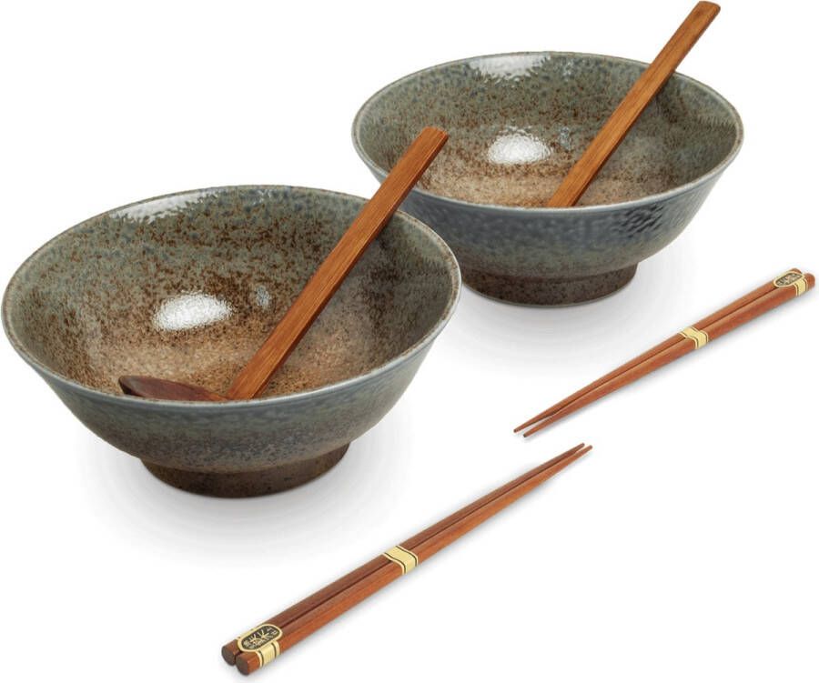 EDO JAPAN RAMEN BOWL SET 6 SUNAJI 2PERS O 22CM|H9CM