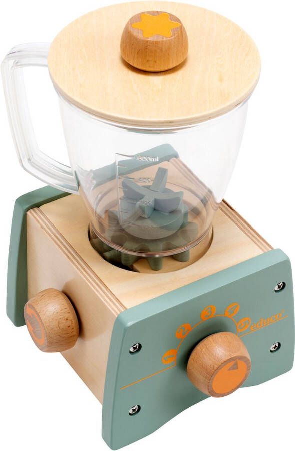 Educo Blender Speelgoed keuken accessoires 18x16x27cm Speelgoed keukengerei Houten speelgoed Smoothie maker speelgoed Incl. Draaiknoppen Vanaf 3 jaar