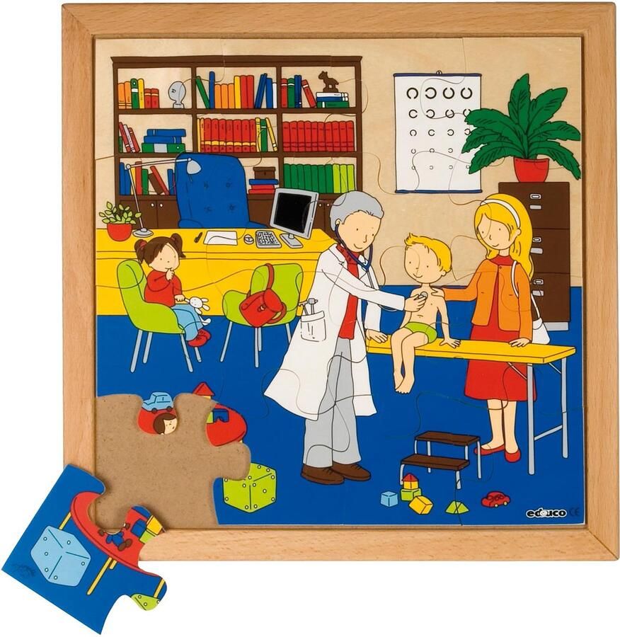 Educo Kinderpuzzel Dokter Legpuzzel Houten speelgoed Houten puzzel Educatief speelgoed Kinderspeelgoed 16 stukjes
