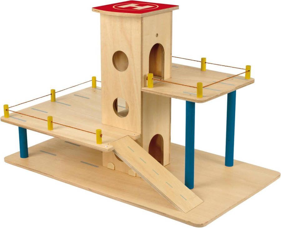 Educo Houten Autogarage Houten speelgoed Houten puzzel Educatief speelgoed Kinderspeelgoed 36x66x48cm Vanaf 3 jaar