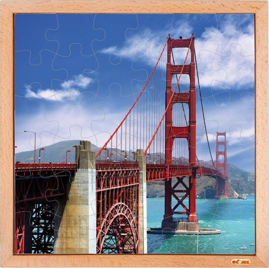 Educo Kinderpuzzel Educatief Speelgoed 'Golden Gate Bridge' 40x40cm 36 stukjes fotopuzzel Educatieve puzzel voor kinderen Legpuzzel Puzzel voor kinderen Vanaf 4 jaar