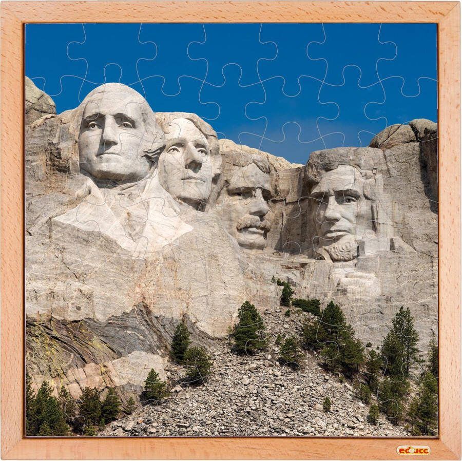 Educo Kinderpuzzel Educatief Speelgoed 'Mount Rushmore' 40x40cm 49 stukjes fotopuzzel Educatieve puzzel voor kinderen Legpuzzel Puzzel voor kinderen Vanaf 4 jaar