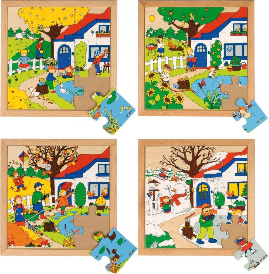 Educo Puzzelserie Seizoenen Kinderpuzzels Houten speelgoed Houten puzzel Educatief speelgoed Kinderspeelgoed Set à 4 stuks