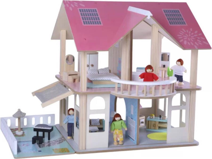 Edufun Poppenhuis 4103 met 2 etages en meubeltjes en poppetjes