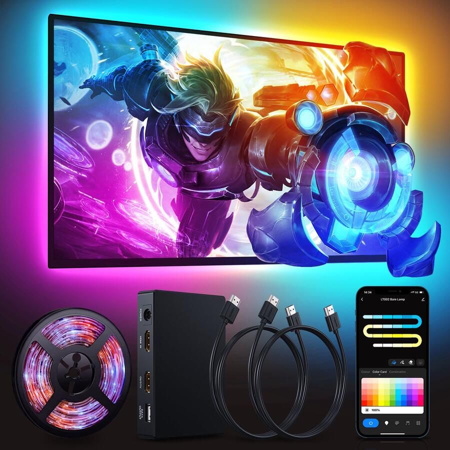 Edup TV Led Strip HDMI Sync Box TV Led verlichting Gaming Ledstrip HDMI Ledstrip TV Achtergrondlicht