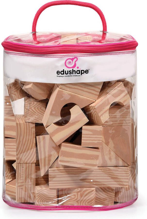 Edushape foom schuim blokken voor kinderen Hout-Imitatie 3 5cm dik 80 stuks in doos.
