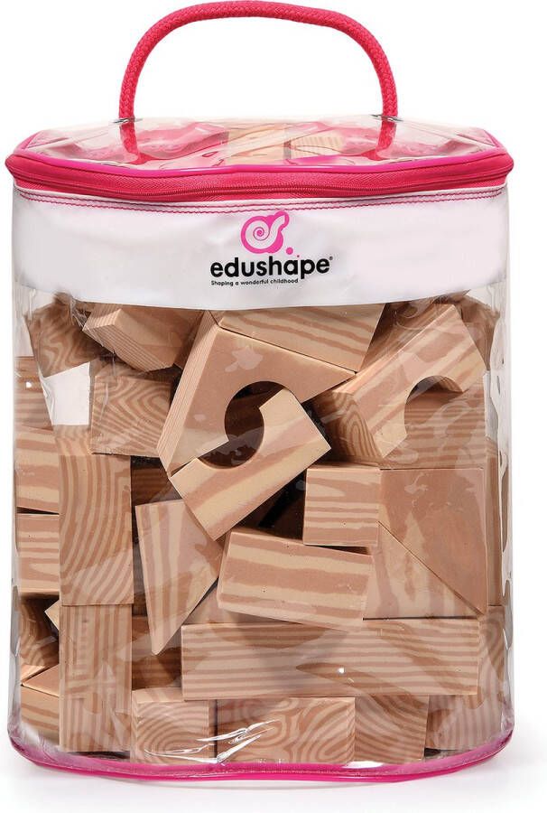 Edushape foom schuim blokken voor kinderen Hout-Imitatie 3 5cm dik 80 stuks in doos