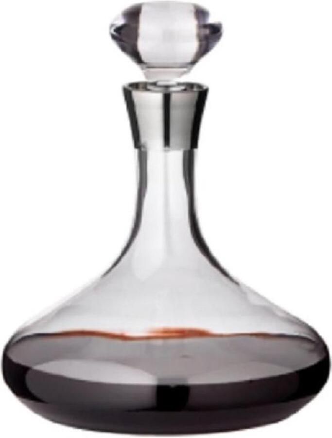 Edzard Karaf Decanteer kan Merk : Mondgeblazen Handgemaakt kristalglas met zilveren rand hoogte 24 cm inhoud 1 6 liter