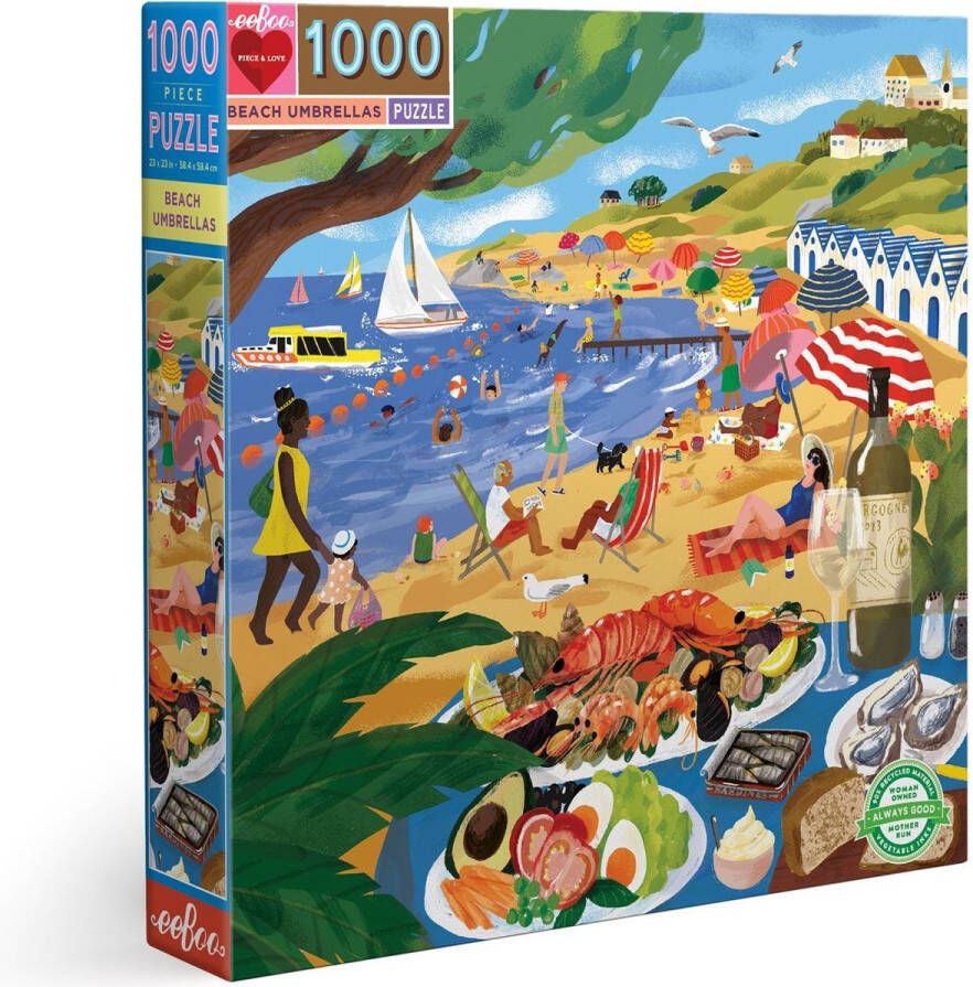 Eeboo Beach Umbrellas Blokpuzzel 1000 stuk(s) Kunst