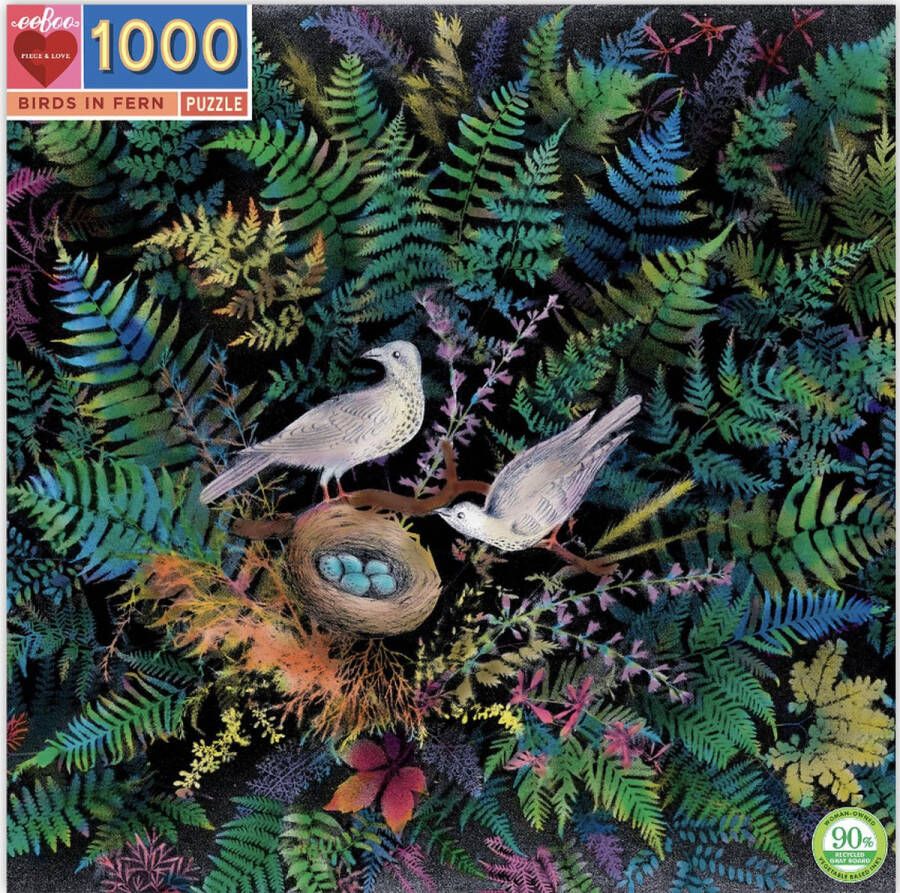 Eeboo Birds in Fern puzzel 1000 stukjes