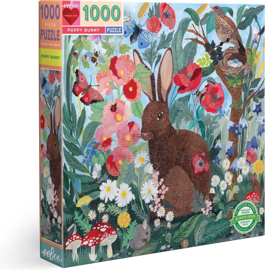 Eeboo Poppy Bunny Blokpuzzel 1000 stuk(s) Kunst