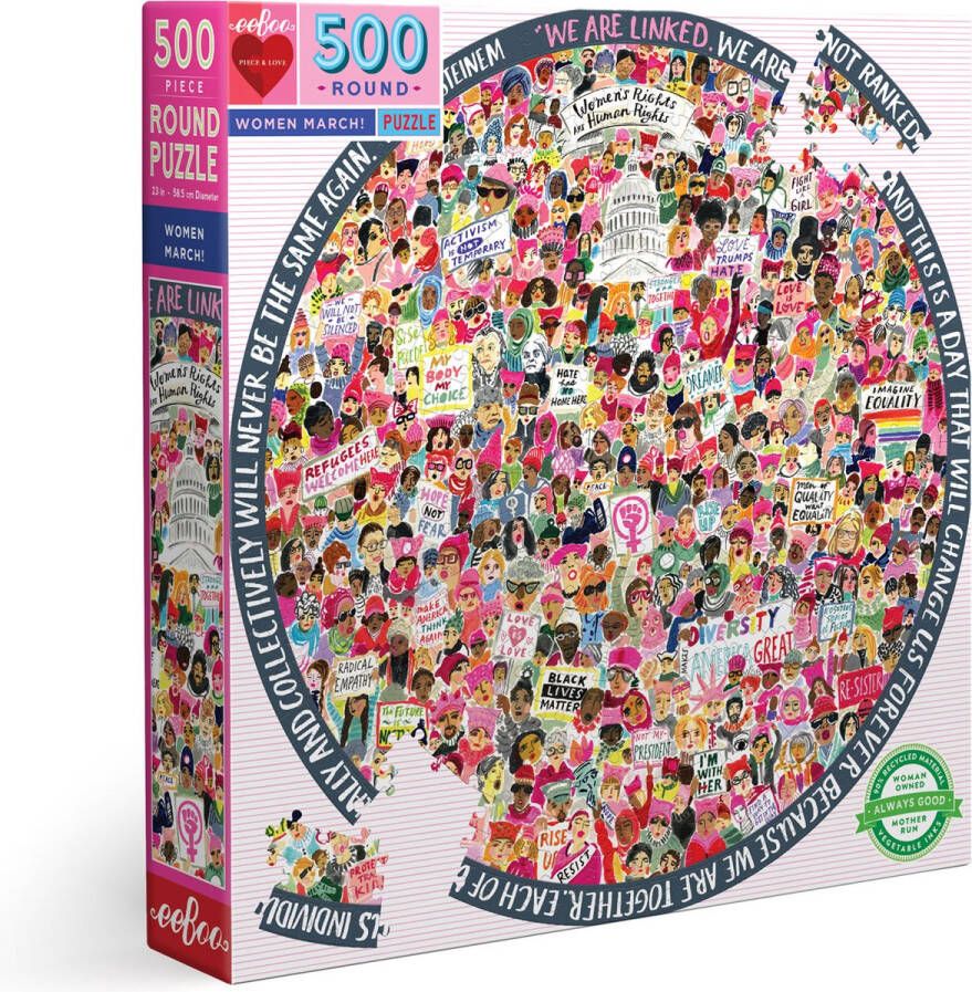 Eeboo puzzel -Woman March! (500 rond)