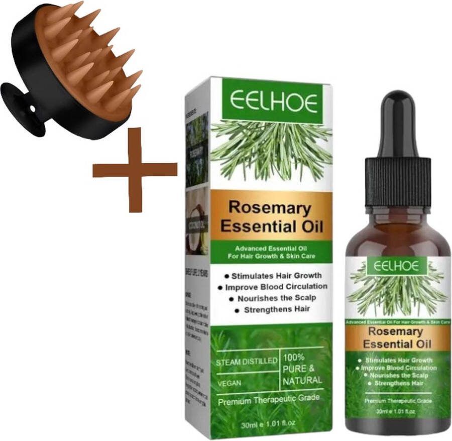 Eelhoe Rozemarijn Olie Haarserum Vegan haaruitval Plus Scalp massager Wonderolie Hoofdhuid Rosemary Oil Haargroei