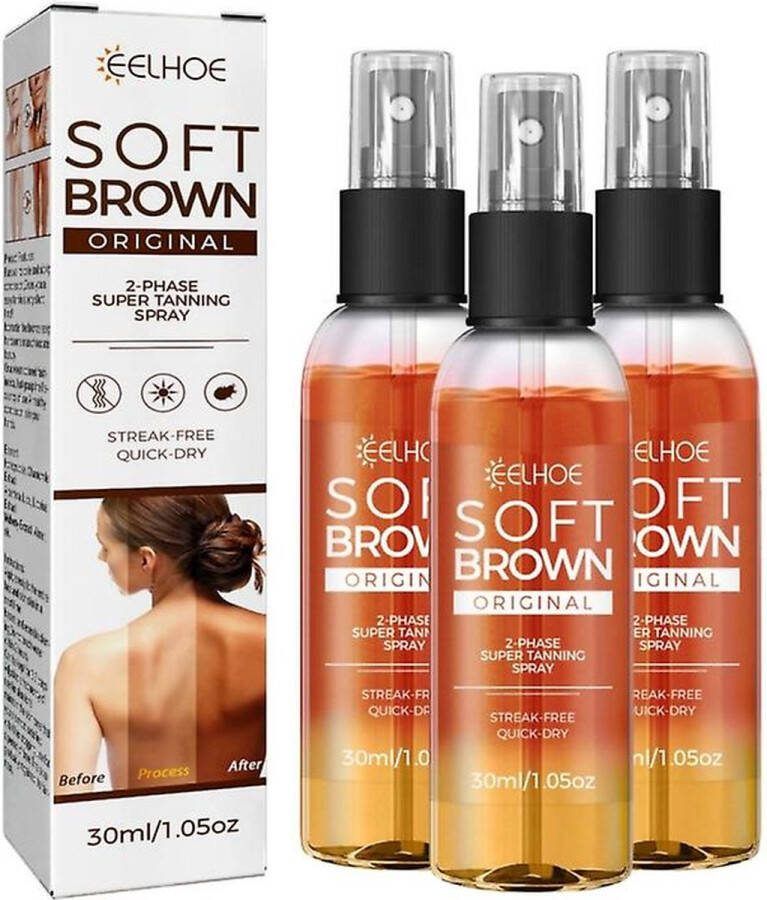 Eelhoe Zelfbruiner Zelfspray tan Natuurlijke Bruiningsolie Sneldrogende zelfbruiner Vochtinbrengende crème 30 ml 3 stuks