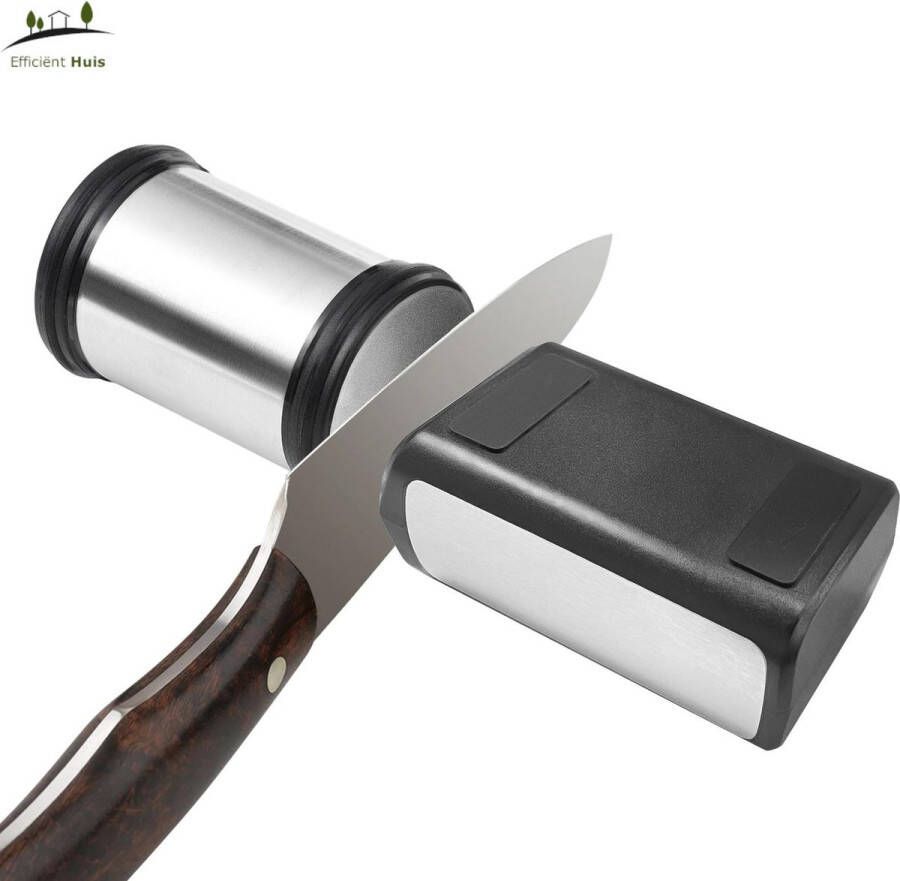Efficiënt Huis Rollende messenslijper Roller + Magnetische Houder Zilver Voor een ultra scherp mes!