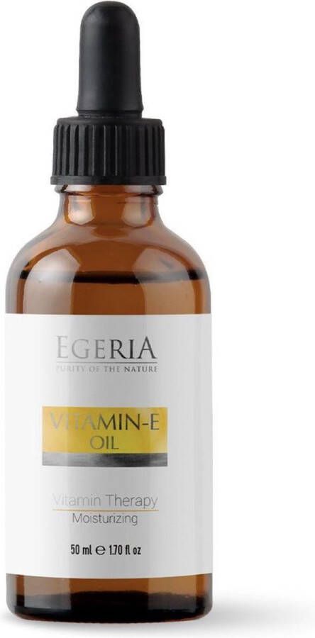 Egeria © | Vitamine E Olie | Hydraterend en Verzorgend | Haarolie | Huidolie | Revitaliserend | Natuurlijke Ingredienten |Alle Huidtypes | Pipet fles | Vitamine Therapie | Transparant | 50 ML