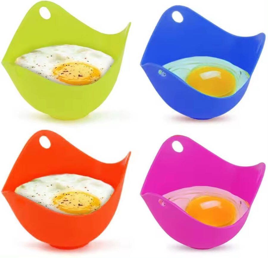 EggMoreSpecials Eierkoker- Ei- Gepocheerde eier maker Egg poacher- Eipocheerder- Ei pocheren Oranje -Blauw -Paars -Geel -Lichtblauw Rood 1 stuk