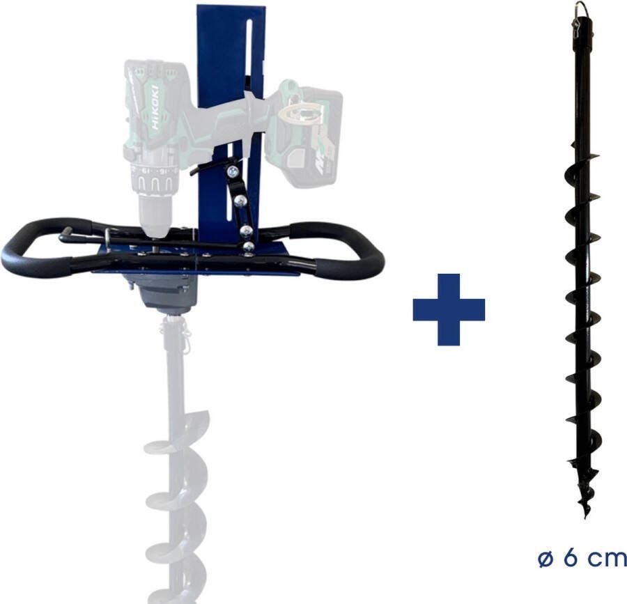 EGI Equipment EGI RJ110 Accuboor boorhouder met 60mm boor voor eigen accuboor uitgaande as 20 mm Elektrische grondboor