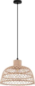 EGLO Hanglamp Ausnby bruin ø37 x h110 cm excl. 1x e27 (elk max. 40 w) gevlochten hout hanglamp hanglamp plafondlamp lamp eettafellamp eettafel retro vintage houten lamp