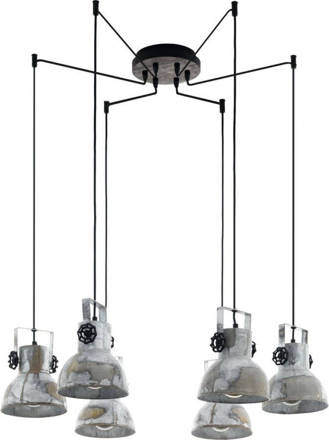 Eglo Barnstaple hanglamp 6-lichts E27 hout oud-zink-look zwart