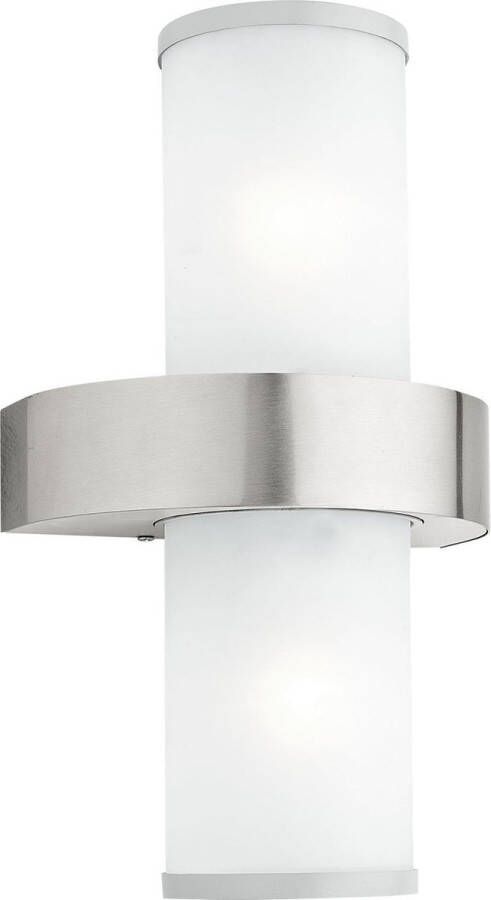 EGLO  Beverly - Buitenverlichting - Wandlamp - 2 Lichts - RVS  Zilver - Wit