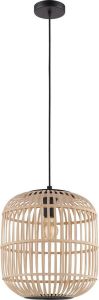 EGLO Hanglamp BORDESLEY zwart ø35 x h110 cm excl. 1x e27 (elk max. 28w) van staal en hout hanglamp hanglamp plafondlamp lamp eettafellamp eettafel keukenlamp