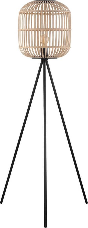 Eglo Bordesley Staande lamp 1 lichts h139cm. E27 Zwart rotan