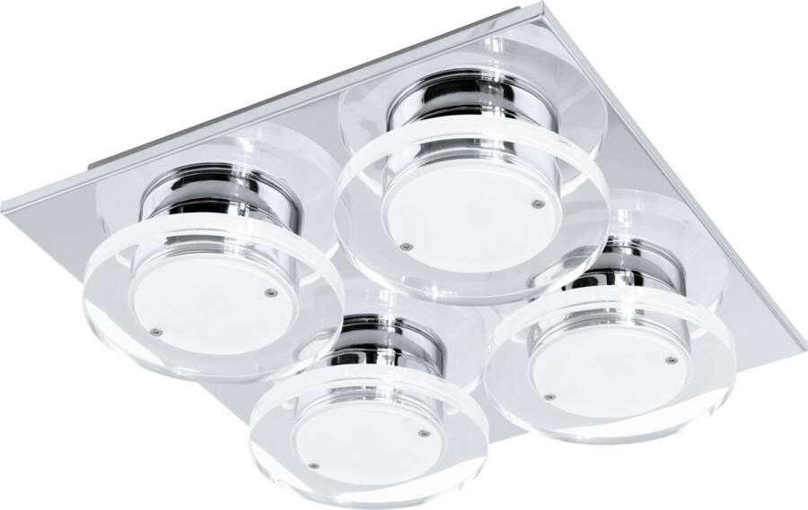 Eglo Cisterno Plafonnière 4 Lichts LED Chroom Helder Gesatineerd