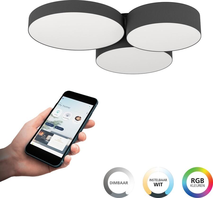 EGLO Plafondlamp BARBANO-Z App en spraakbesturing Alexa 60 5 x 56 5 x 9 cm excl. afstandsbediening (1 stuk)