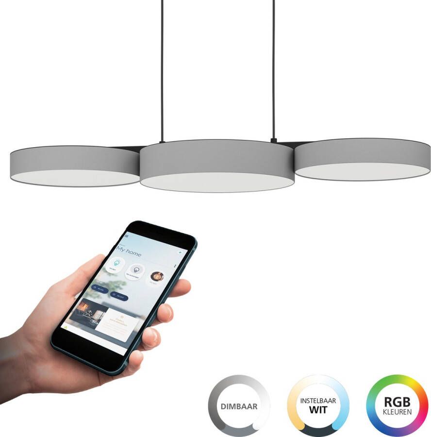 EGLO Connect .z Barbano-Z Hanglamp 82 cm Grijs Wit Instelbaar RGB & wit licht Dimbaar Zigbee