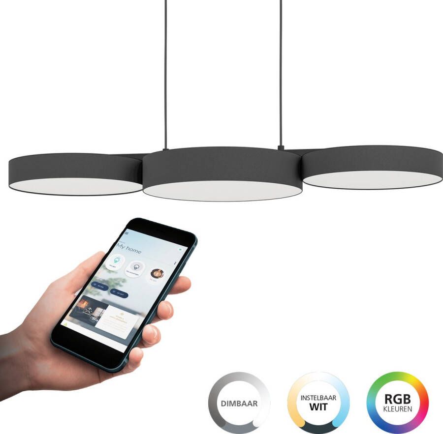 EGLO Connect .z Barbano-Z Hanglamp 82 cm Zwart Wit Instelbaar RGB & wit licht Dimbaar Zigbee