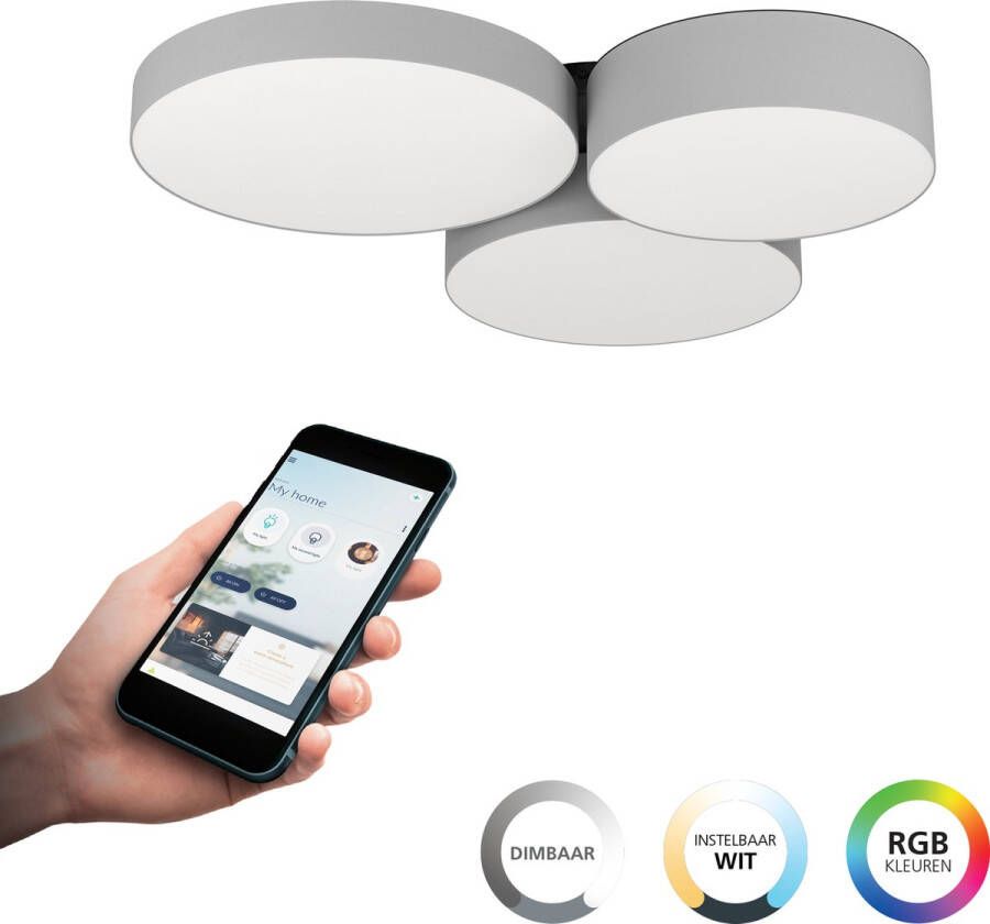 EGLO Connect .z Barbano-Z Plafondlamp 60 5 cm Grijs Wit Instelbaar RGB & wit licht Dimbaar Zigbee