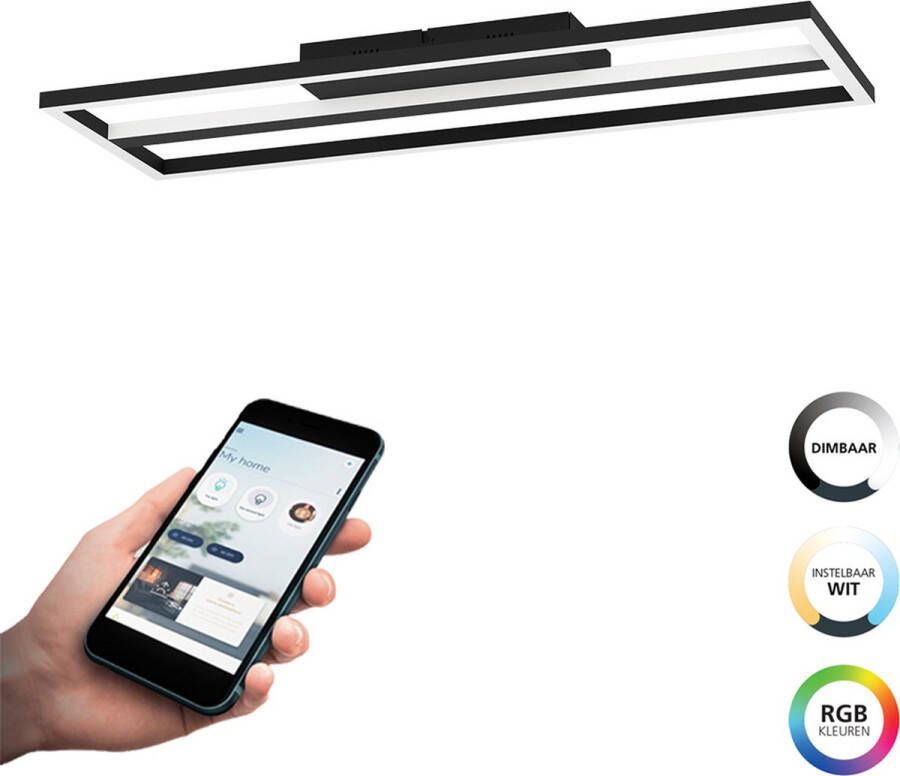 EGLO Connect .z Calagrano-Z Smart Plafondlamp 64 cm Zwart Wit Instelbaar RGB & wit licht Dimbaar Zigbee