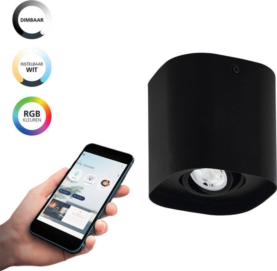 EGLO Connect .z Caminales-Z Smart Plafondlamp GU10 12 5 cm Zwart Instelbaar RGB & wit licht Dimbaar Zigbee