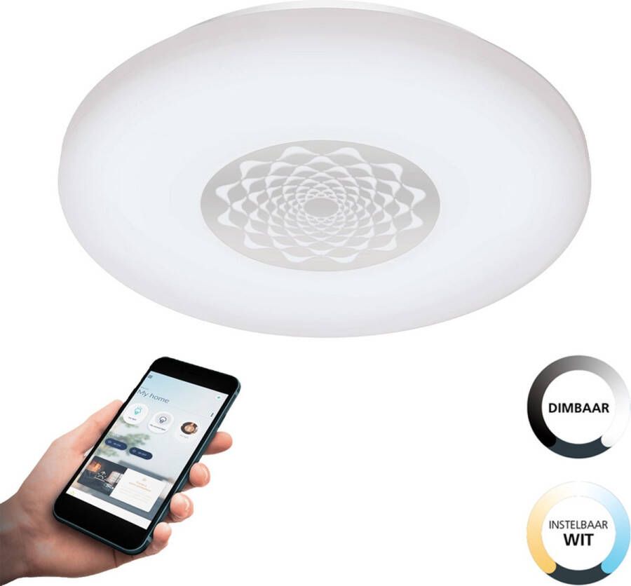 EGLO  connect.z Capasso-Z Smart Plafondlamp - Ø 34 cm - Wit Grijs - Instelbaar wit licht - Dimbaar - Zigbee