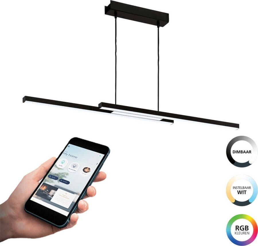 EGLO  connect.z Fraioli-Z Smart Hanglamp - 105 5 cm - Zwart Wit - Instelbaar RGB & wit licht - Dimbaar - Zigbee